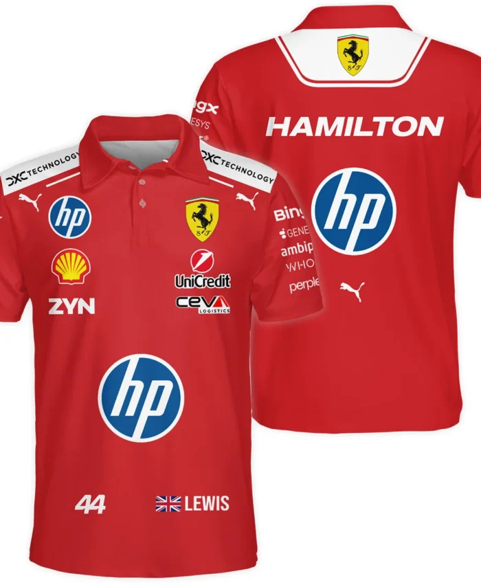 2026 Lewis Hamilton Ferrari F1 Teamwear Polo Shirt BLVAFRR2226A3PL
