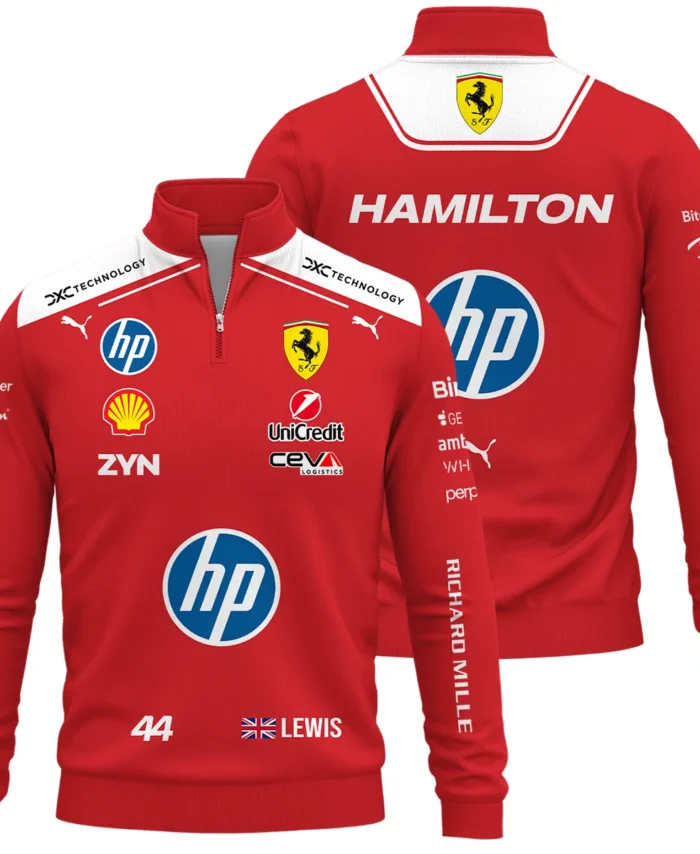2026 Lewis Hamilton Ferrari F1 Teamwear Quarter Zip Sweatshirt BLVAFRR2226A3QZS