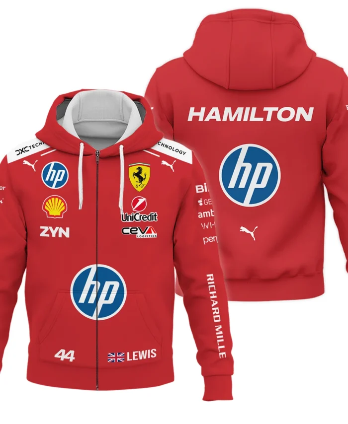 2026 Lewis Hamilton Ferrari F1 Teamwear Zipper Hoodie BLVAFRR2226A3ZHD