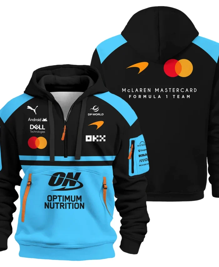 2026 McLaren F1 Teamwear For Fans Hoodie Half Zip BLMCL25126A3HDF - Cyan