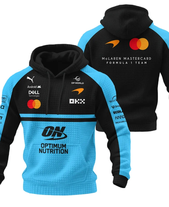 2026 McLaren F1 Teamwear For Fans Hoodie Quilted Waffle BLMCL25126A3HQW - Cyan