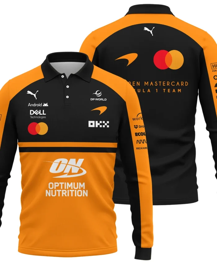 2026 McLaren F1 Teamwear For Fans Long Polo Shirt BLMCL25126A1LPL - Orange