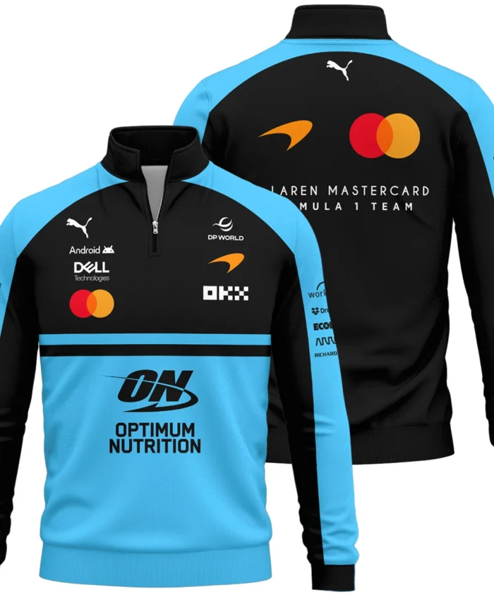 2026 McLaren F1 Teamwear For Fans Quarter Zip Sweatshirt BLMCL25126A3QZS - Cyan