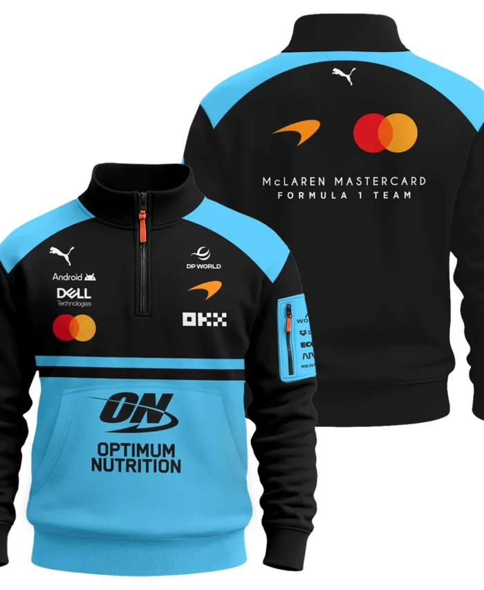 2026 McLaren F1 Teamwear For Fans Sweatshirt Zipper BLMCL25126A3SHZ - Cyan