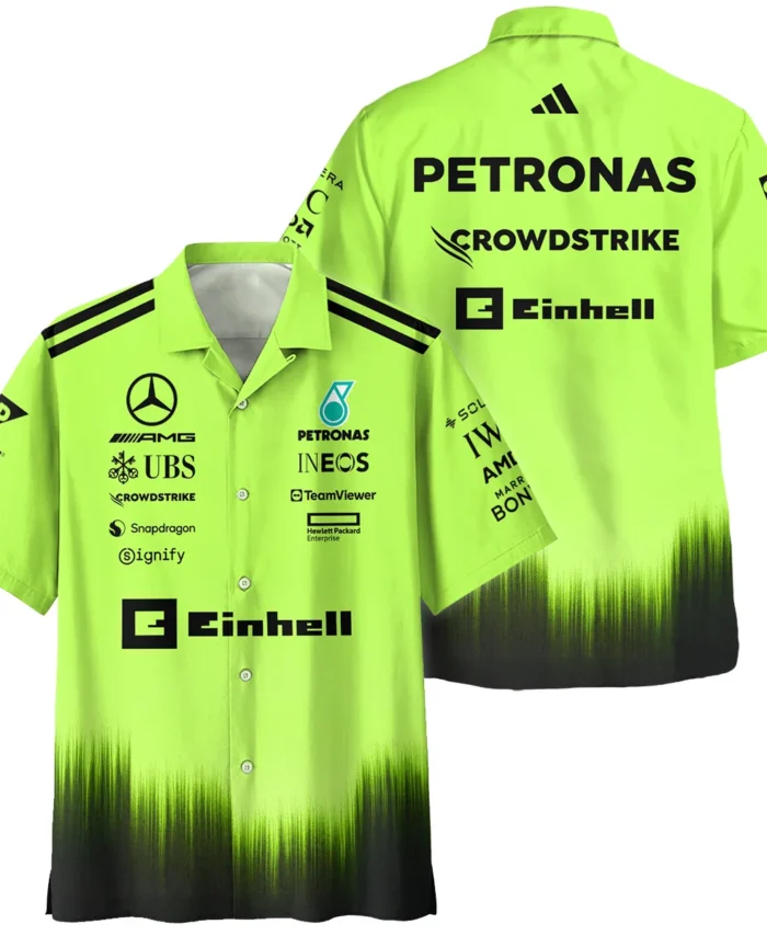 2026 Mercedes F1 Teamwear Hawaiian Shirt BLVAMER1226A5HW - Green