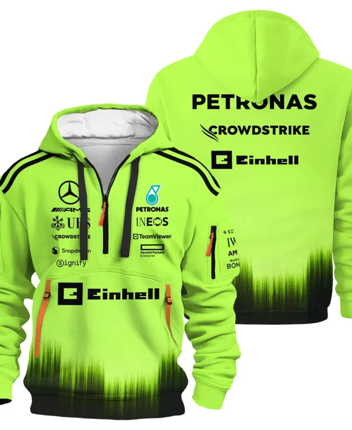 2026 Mercedes F1 Teamwear Hoodie Half Zip BLVAMER1226A5HDF - Green