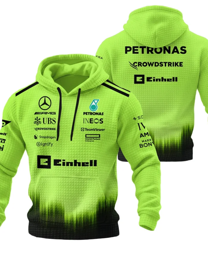 2026 Mercedes F1 Teamwear Hoodie Quilted Waffle BLVAMER1226A5HQW - Green