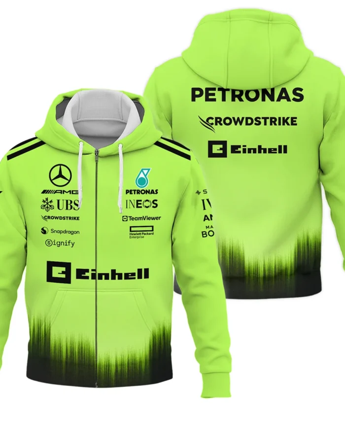 2026 Mercedes F1 Teamwear Zipper Hoodie BLVAMER1226A5ZHD - Green