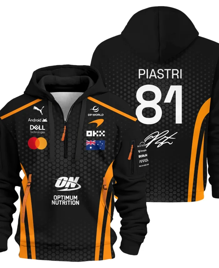 2026 Oscar Piastri McLaren F1 Teamwear Hoodie Half Zip BLOP26226A1HDF - Orange