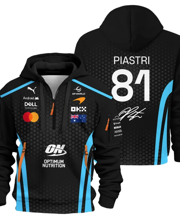 2026 Oscar Piastri McLaren F1 Teamwear Hoodie Half Zip BLOP26226A3HDF - Cyan