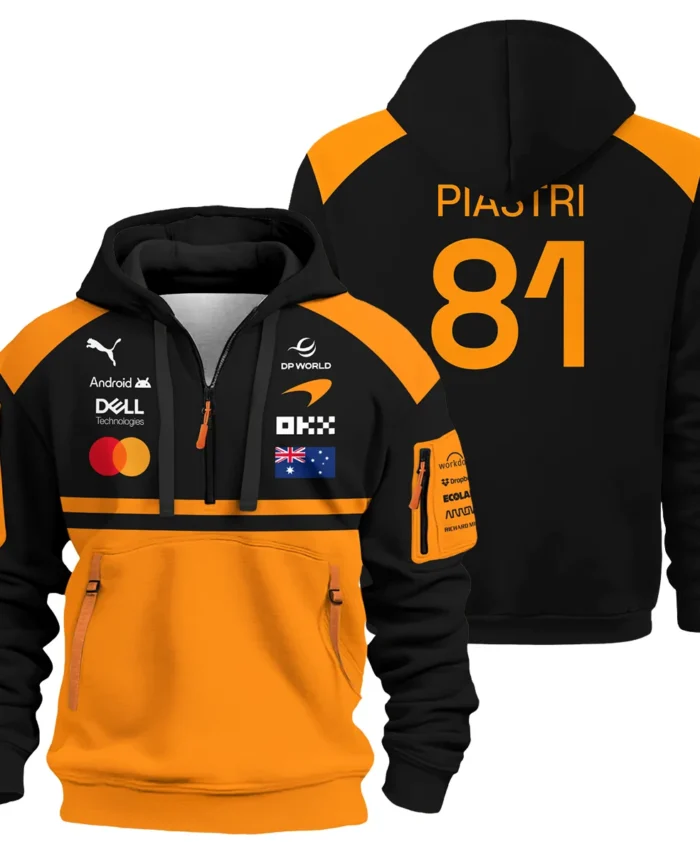 2026 Oscar Piastri McLaren F1 Teamwear Hoodie Half Zip BLOP4226A1HDF - Orange