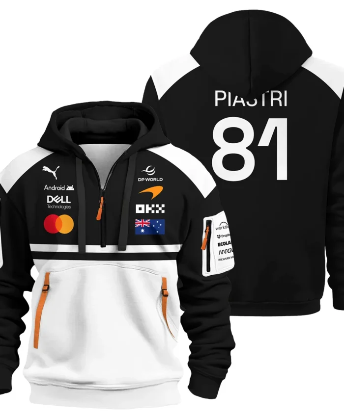 2026 Oscar Piastri McLaren F1 Teamwear Hoodie Half Zip BLOP4226A2HDF - White