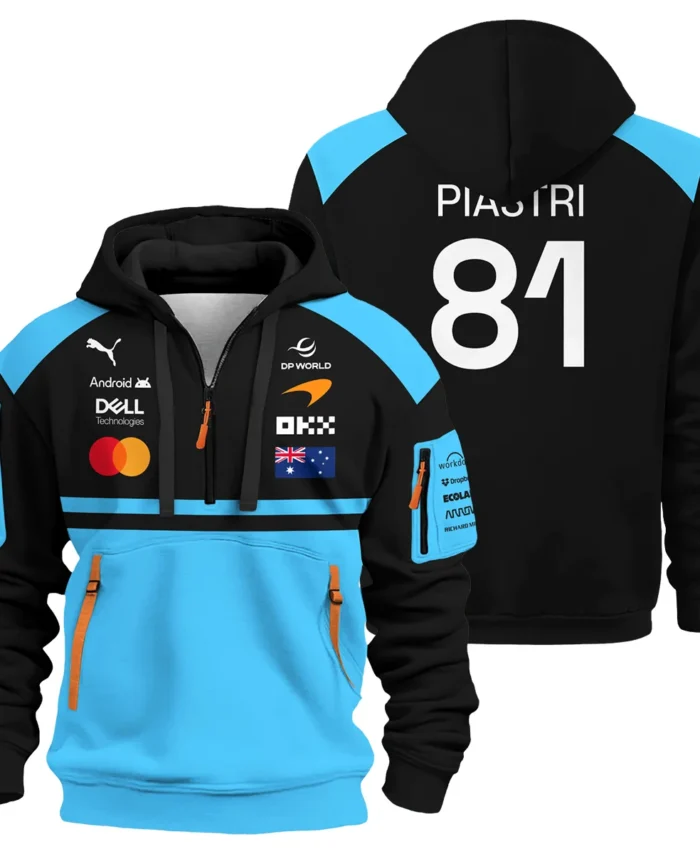 2026 Oscar Piastri McLaren F1 Teamwear Hoodie Half Zip BLOP4226A3HDF - Cyan
