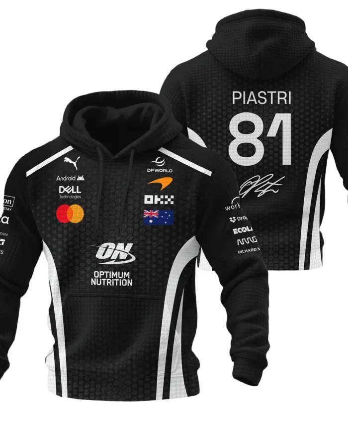 2026 Oscar Piastri McLaren F1 Teamwear Hoodie Quilted Waffle BLOP26226A2HQW - White