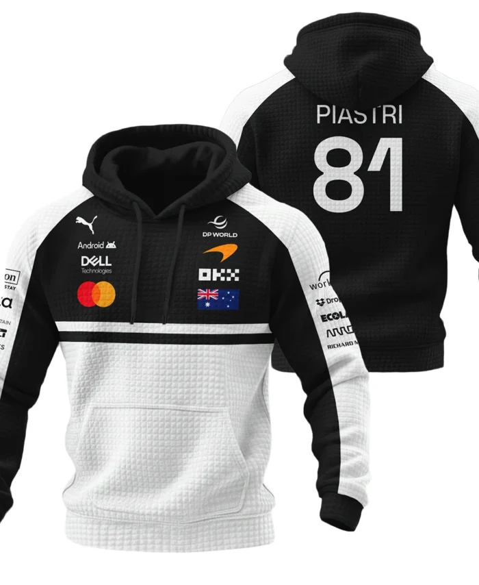 2026 Oscar Piastri McLaren F1 Teamwear Hoodie Quilted Waffle BLOP4226A2HQW - White