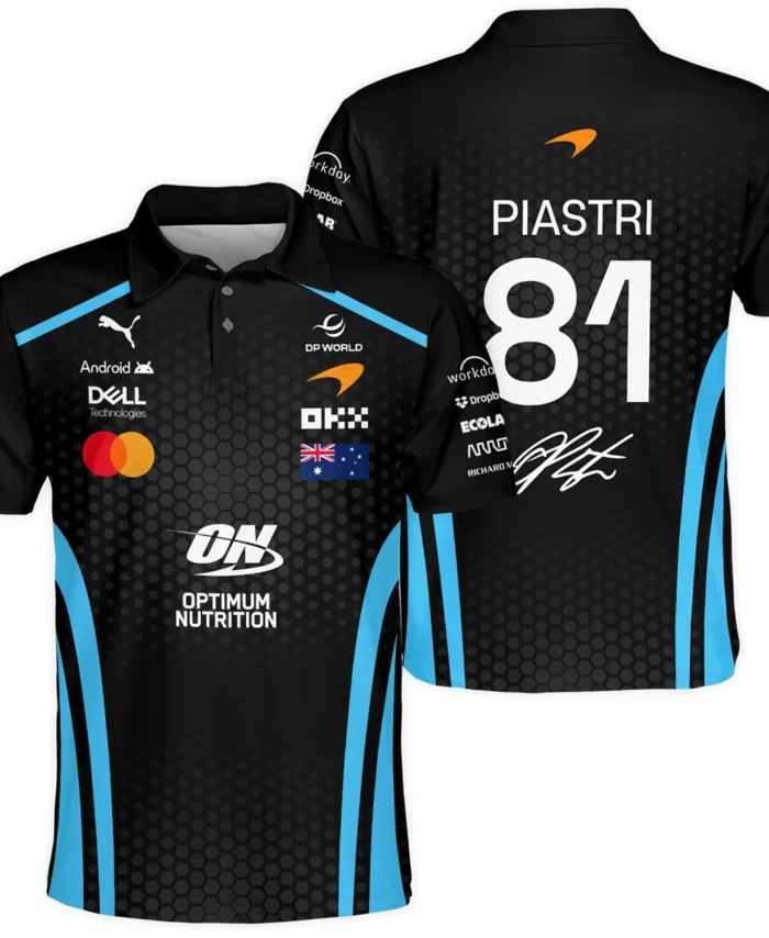 2026 Oscar Piastri McLaren F1 Teamwear Polo Shirt BLOP26226A3PL - Cyan