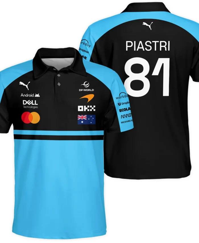 2026 Oscar Piastri McLaren F1 Teamwear Polo Shirt BLOP4226A3PL - Cyan