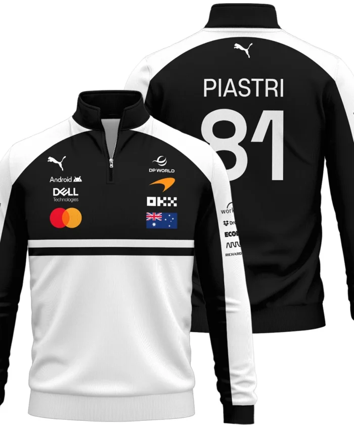 2026 Oscar Piastri McLaren F1 Teamwear Quarter Zip Sweatshirt BLOP4226A2QZS - White
