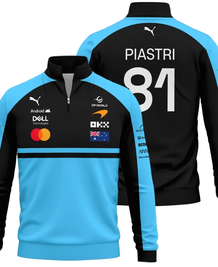 2026 Oscar Piastri McLaren F1 Teamwear Quarter Zip Sweatshirt BLOP4226A3QZS - Cyan