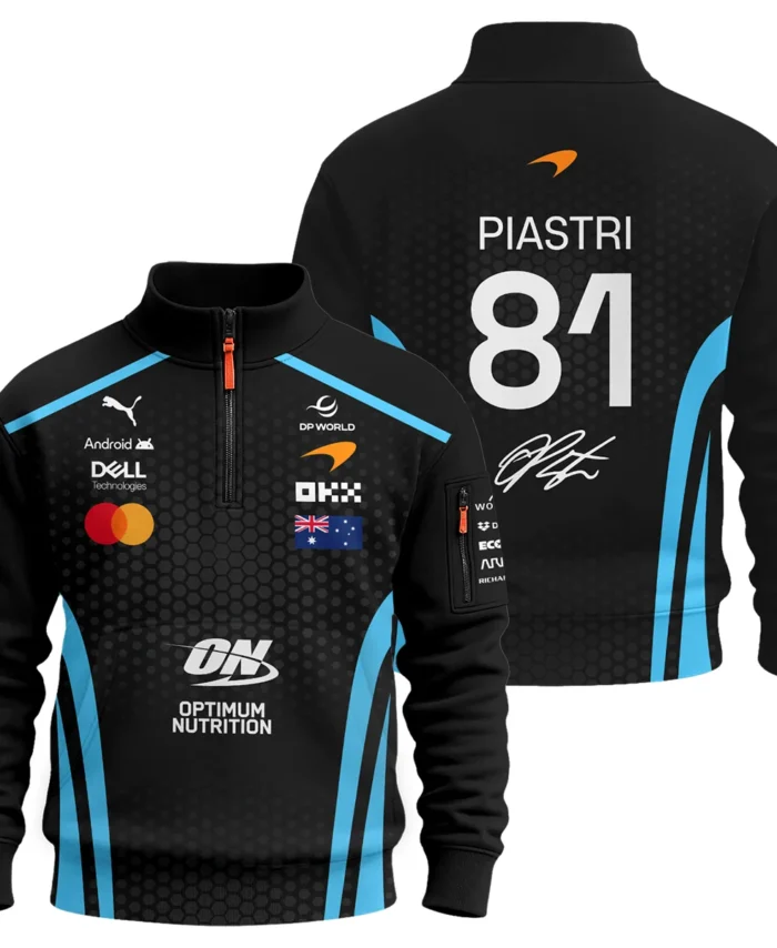 2026 Oscar Piastri McLaren F1 Teamwear Sweatshirt Zipper BLOP26226A3SHZ - Cyan