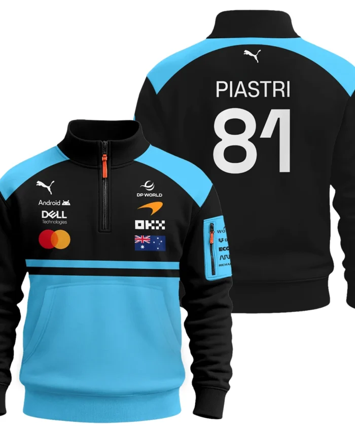 2026 Oscar Piastri McLaren F1 Teamwear Sweatshirt Zipper BLOP4226A3SHZ - Cyan