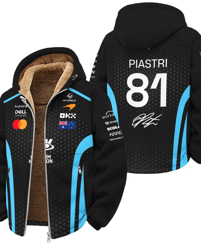2026 Oscar Piastri McLaren F1 Teamwear Winter Fleece Jacket BLOP26226A3WFJ - Cyan