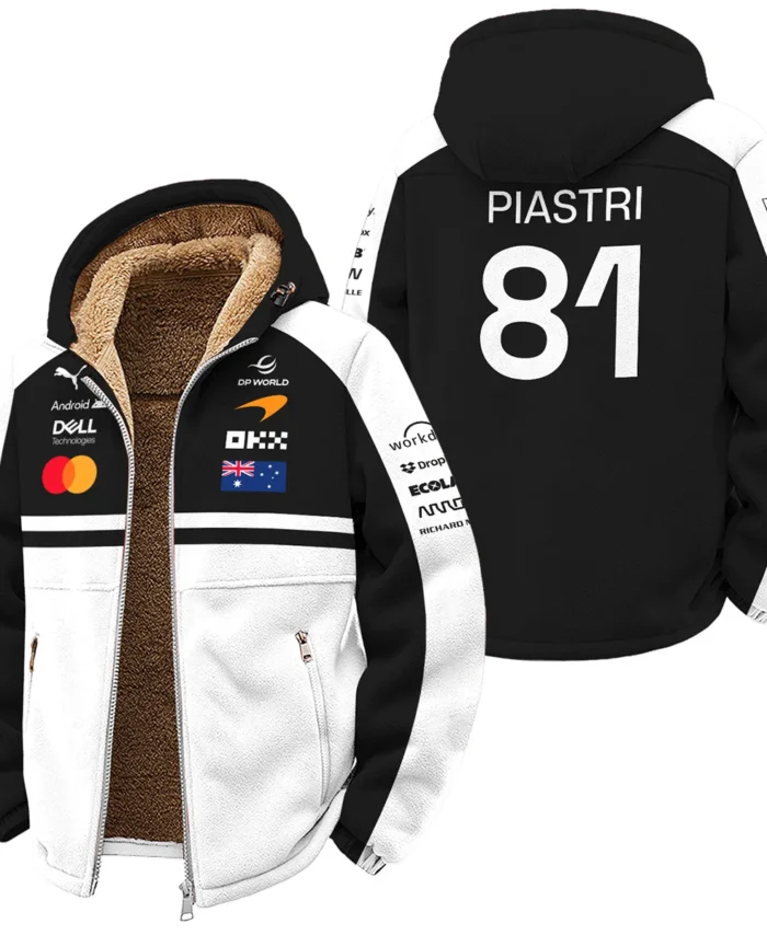 2026 Oscar Piastri McLaren F1 Teamwear Winter Fleece Jacket BLOP4226A2WFJ - White