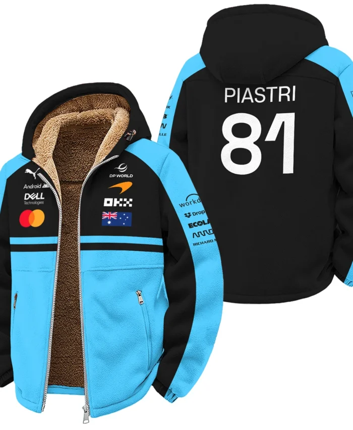 2026 Oscar Piastri McLaren F1 Teamwear Winter Fleece Jacket BLOP4226A3WFJ - Cyan
