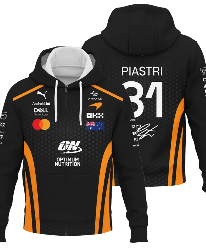 2026 Oscar Piastri McLaren F1 Teamwear Zipper Hoodie BLOP26226A1ZHD - Orange