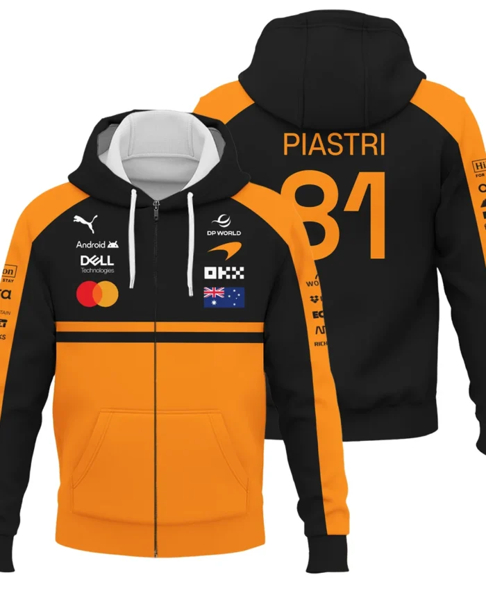 2026 Oscar Piastri McLaren F1 Teamwear Zipper Hoodie BLOP4226A1ZHD - Orange