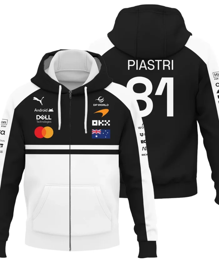 2026 Oscar Piastri McLaren F1 Teamwear Zipper Hoodie BLOP4226A2ZHD - White