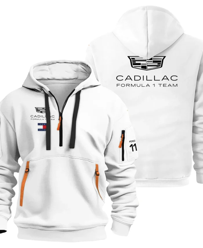 2026 Sergio Perez Cadillac F1 Teamwear Hoodie Half Zip BLVACDL9226A3HDF - White