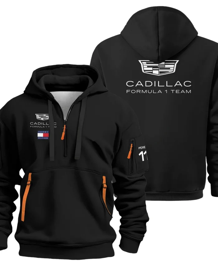 2026 Sergio Perez Cadillac F1 Teamwear Hoodie Half Zip BLVACDL9226A4HDF - Black