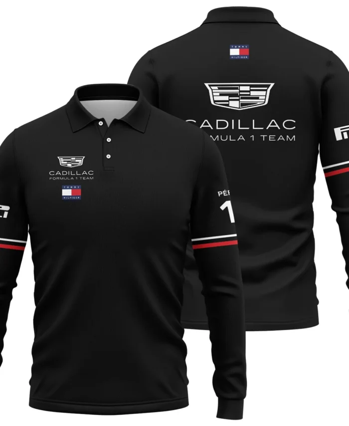 2026 Sergio Perez Cadillac F1 Teamwear Long Polo Shirt BLVACDL9226A4LPL - Black