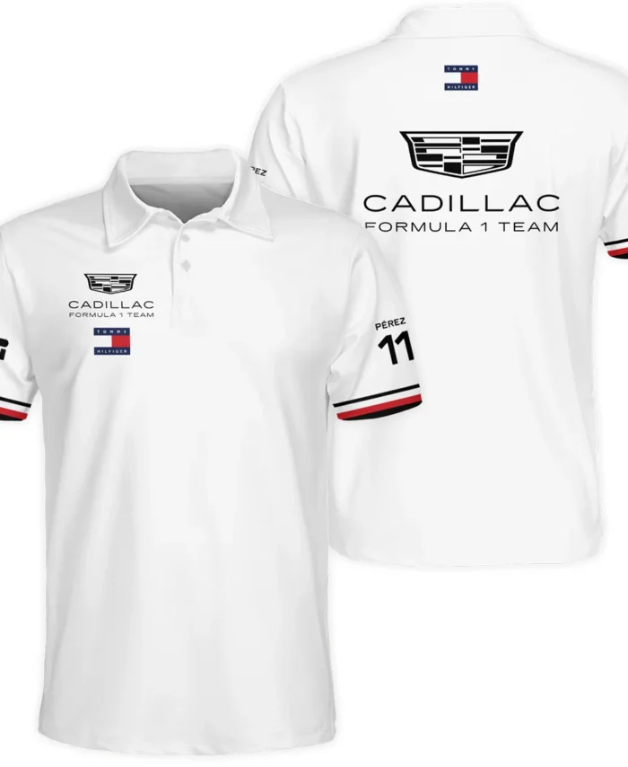 2026 Sergio Perez Cadillac F1 Teamwear Polo Shirt BLVACDL9226A3PL - White