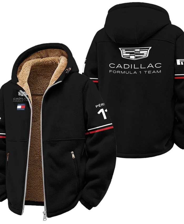 2026 Sergio Perez Cadillac F1 Teamwear Winter Fleece Jacket BLVACDL9226A4WFJ - Black