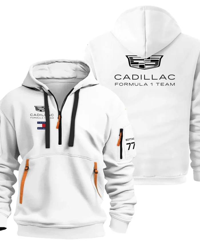 2026 Valtteri Bottas Cadillac F1 Teamwear Hoodie Half Zip BLVACDL9226A1HDF - White