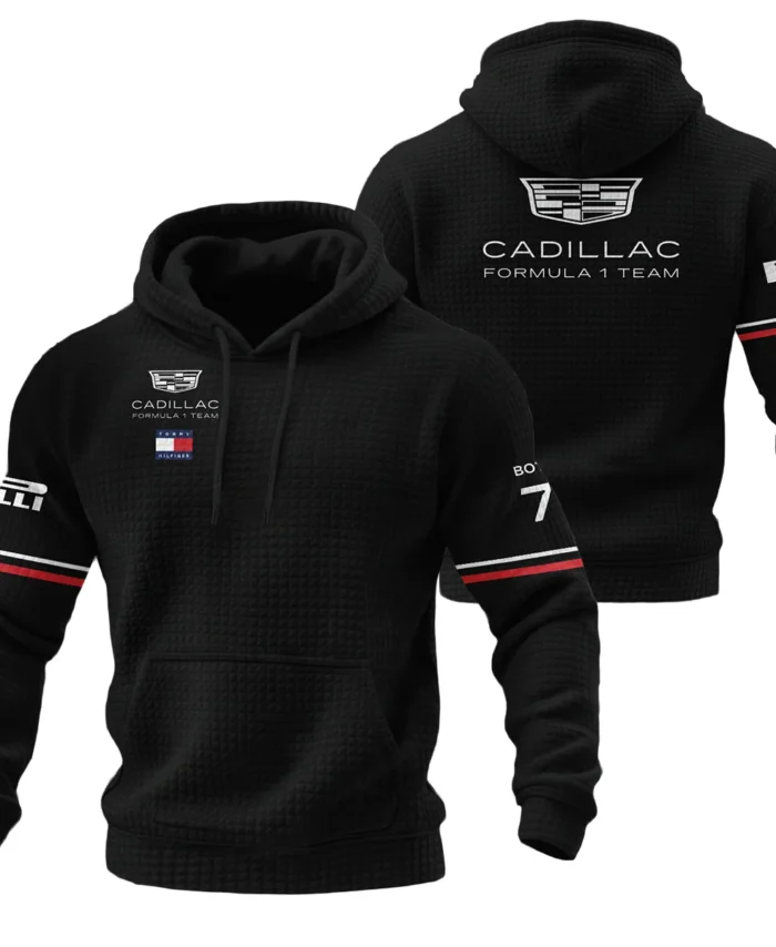 2026 Valtteri Bottas Cadillac F1 Teamwear Hoodie Quilted Waffle BLVACDL9226A2HQW - Black