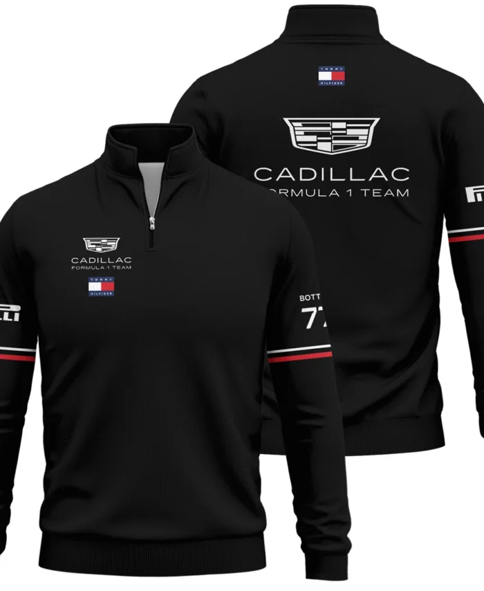 2026 Valtteri Bottas Cadillac F1 Teamwear Quarter Zip Sweatshirt BLVACDL9226A2QZS - Black
