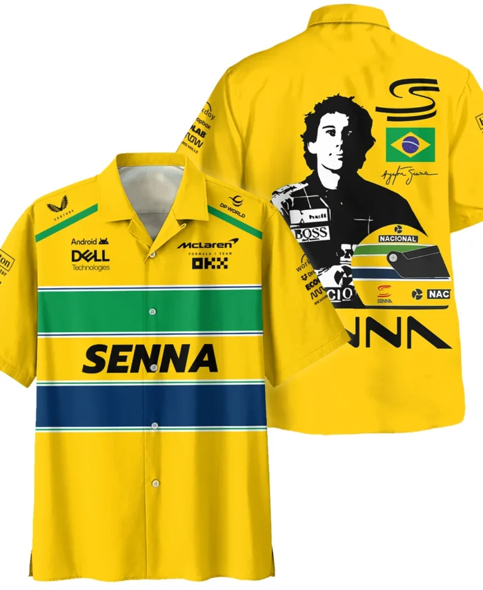 Ayrton Senna Flag And Helmet McLaren F1 Exclusive Hawaiian Shirt BLF13625A4HW