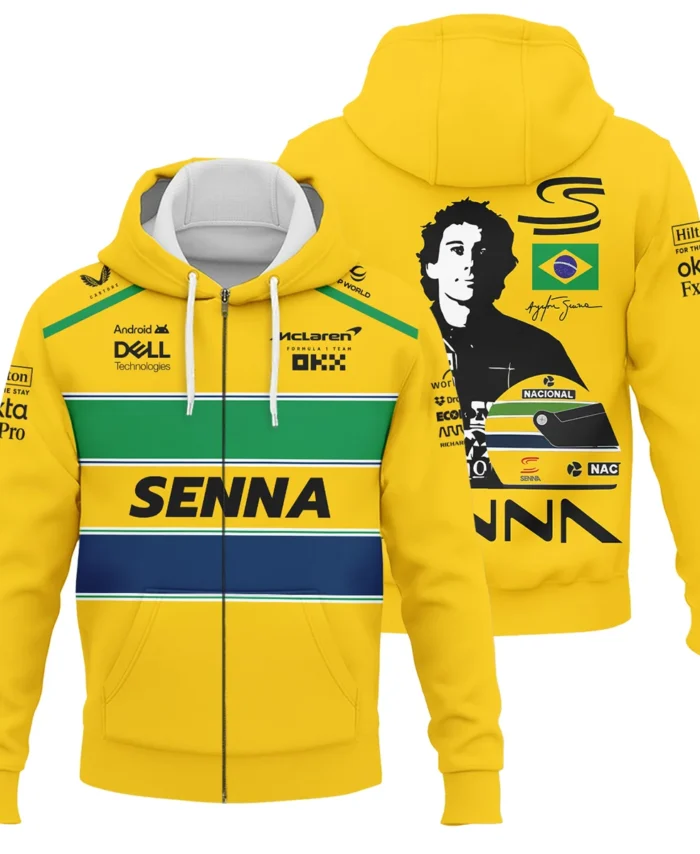 Ayrton Senna Flag And Helmet McLaren F1 Exclusive Zipper Hoodie BLF13625A4ZHD