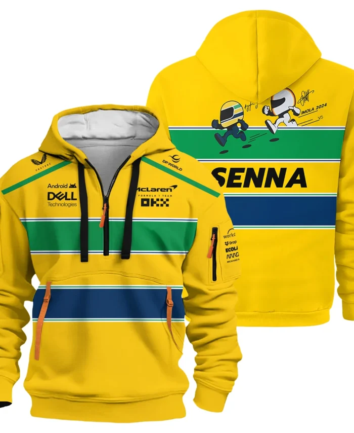 Ayrton Senna The Racing Legend McLaren F1 Exclusive Hoodie Half Zipper BLF13625A1HDF