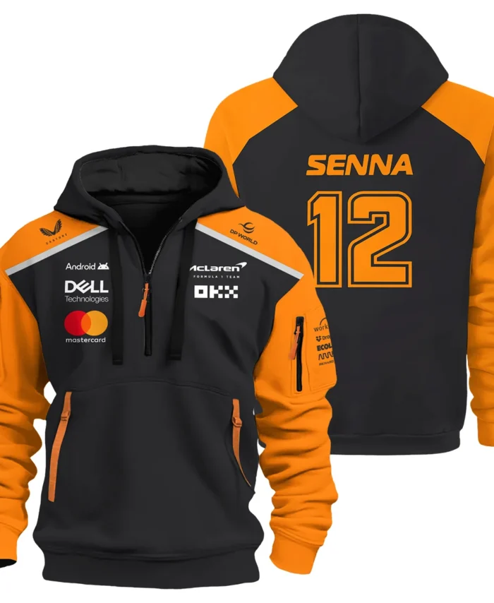 Ayrton Senna The Racing Legend McLaren F1 Exclusive Hoodie Half Zipper BLF16625A1HDF