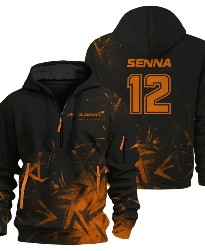 Ayrton Senna The Racing Legend McLaren F1 Exclusive Hoodie Half Zipper BLF16625A3HDF