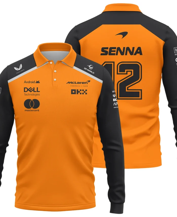 Ayrton Senna The Racing Legend McLaren F1 Exclusive Long Polo Shirt BLF16625A2LPL