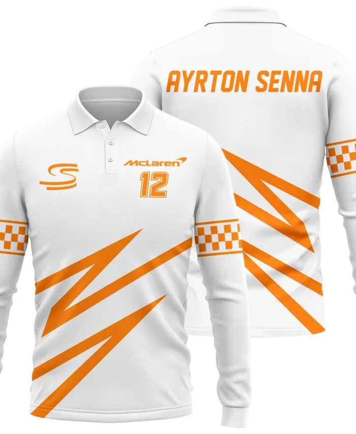 Ayrton Senna The Racing Legend McLaren F1 Exclusive Long Polo Shirt BLF16625A4LPL