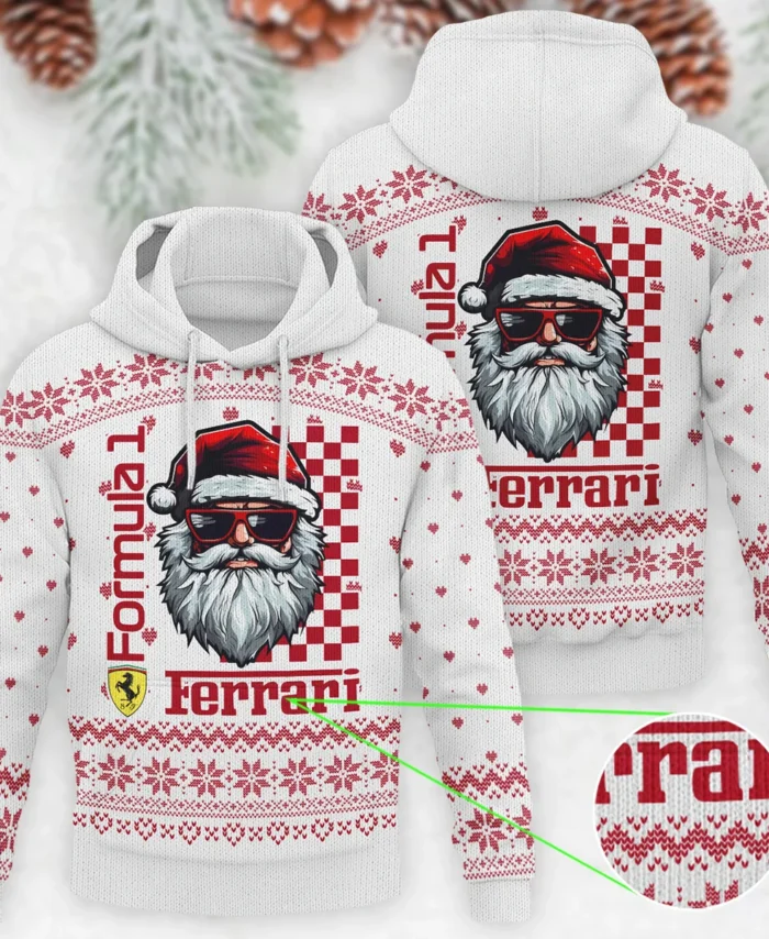 Badass Santa Racing Ferrari Formula 1 - Knitted Hoodie BLVAF12209250A27FRR