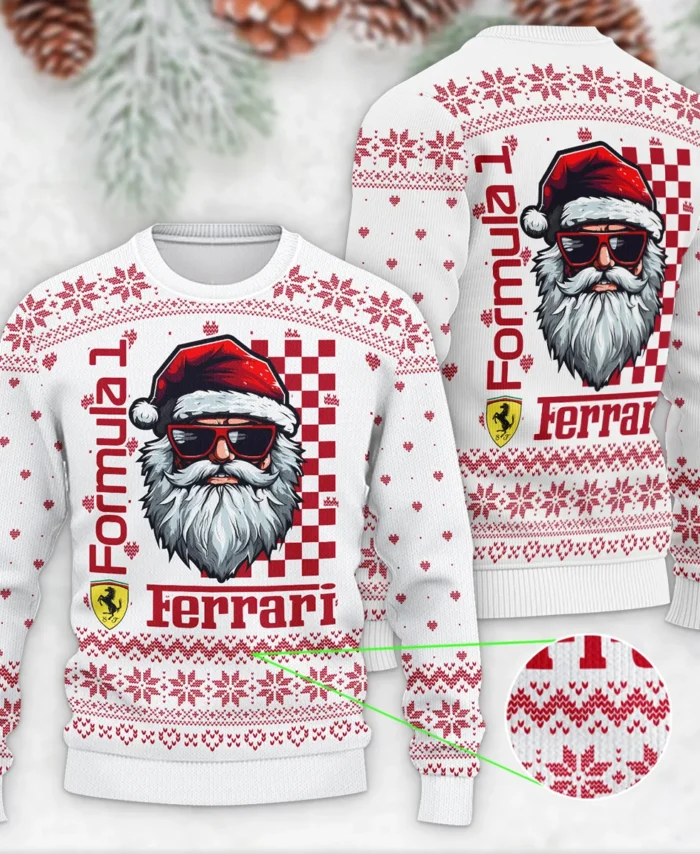 Badass Santa Racing Ferrari Formula 1 - Ugly Sweater BLVAF1220925A27FRR