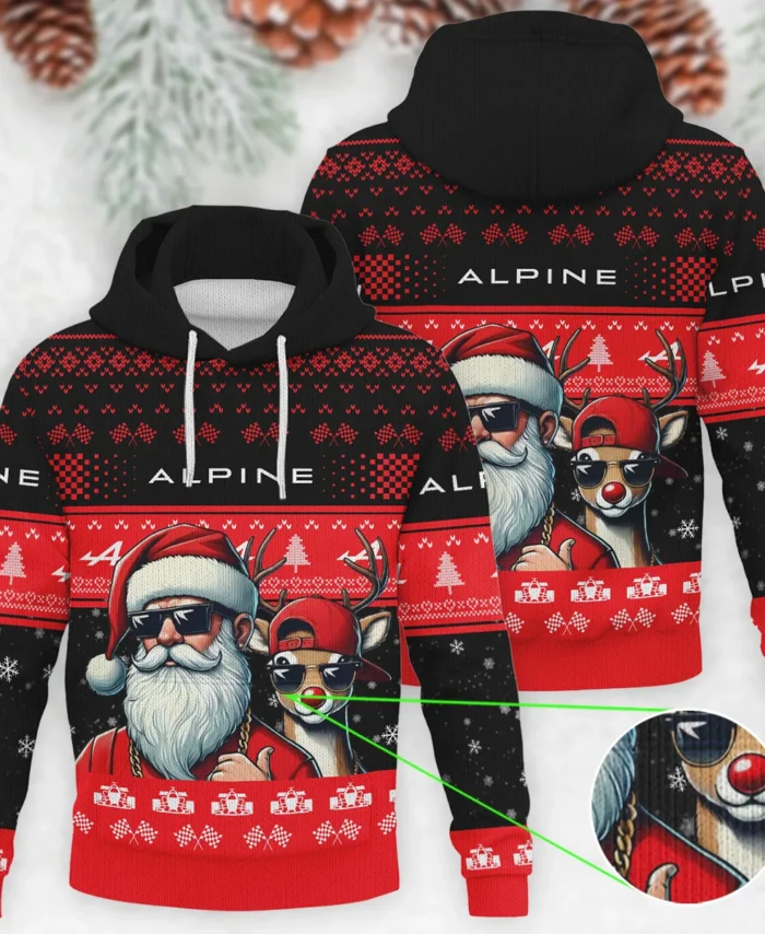 Badass Santa Reindeer Alpine Formula 1 - Knitted Hoodie BLVAF12209250A23ALP
