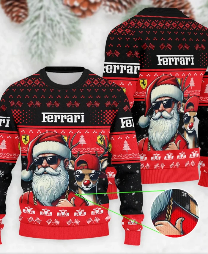 Badass Santa Reindeer Ferrari Formula 1 - Ugly Sweater BLVAF1220925A23FRR